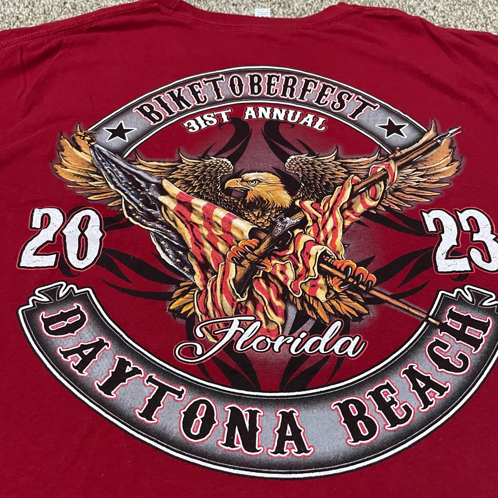 Biketoberfest 2023 Daytona Beach Florida Eagle Graphic TShirt Mens Xl
